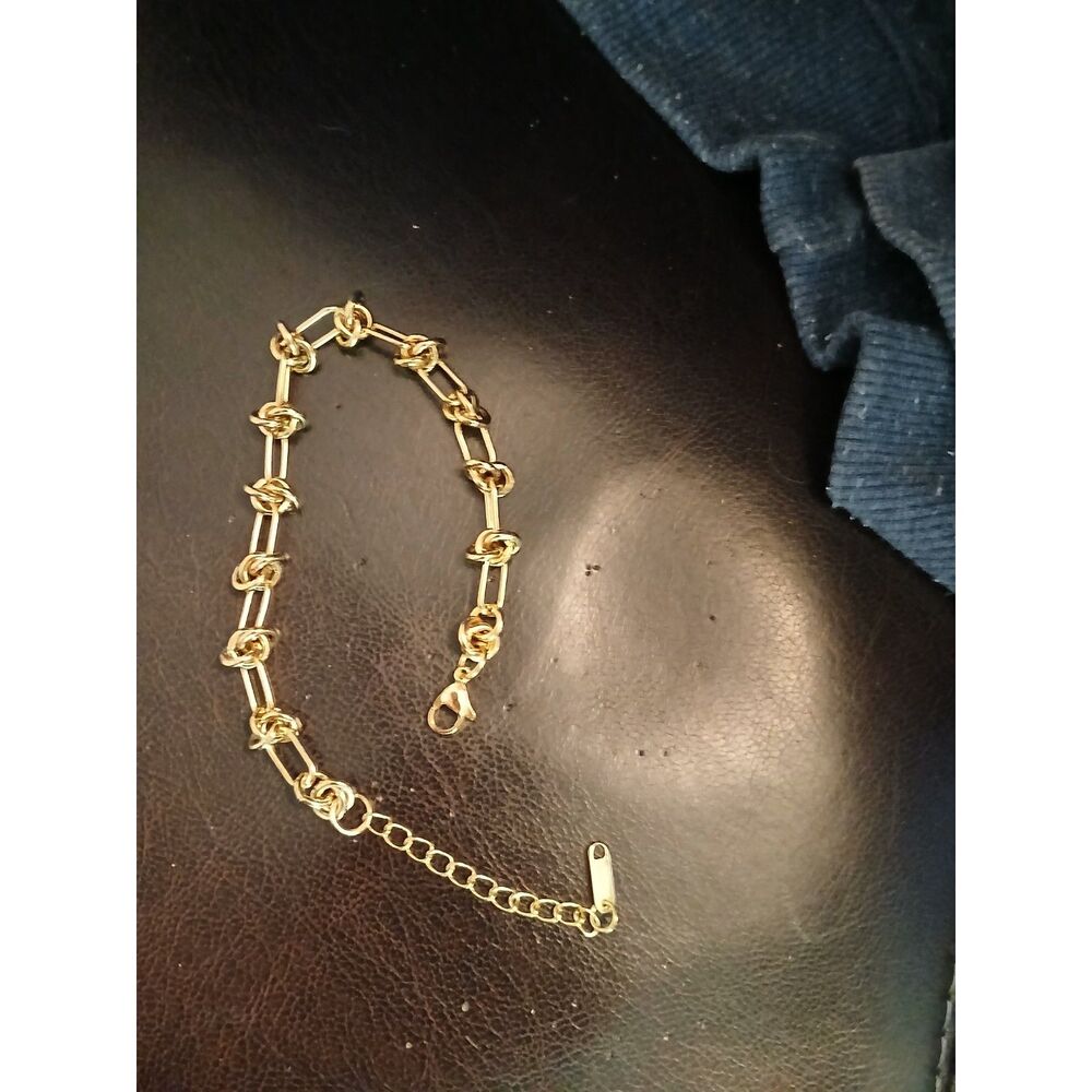 Gold Chain Link Barbed Wire Necklace Ring Set Men Women - Picture 7 of 7